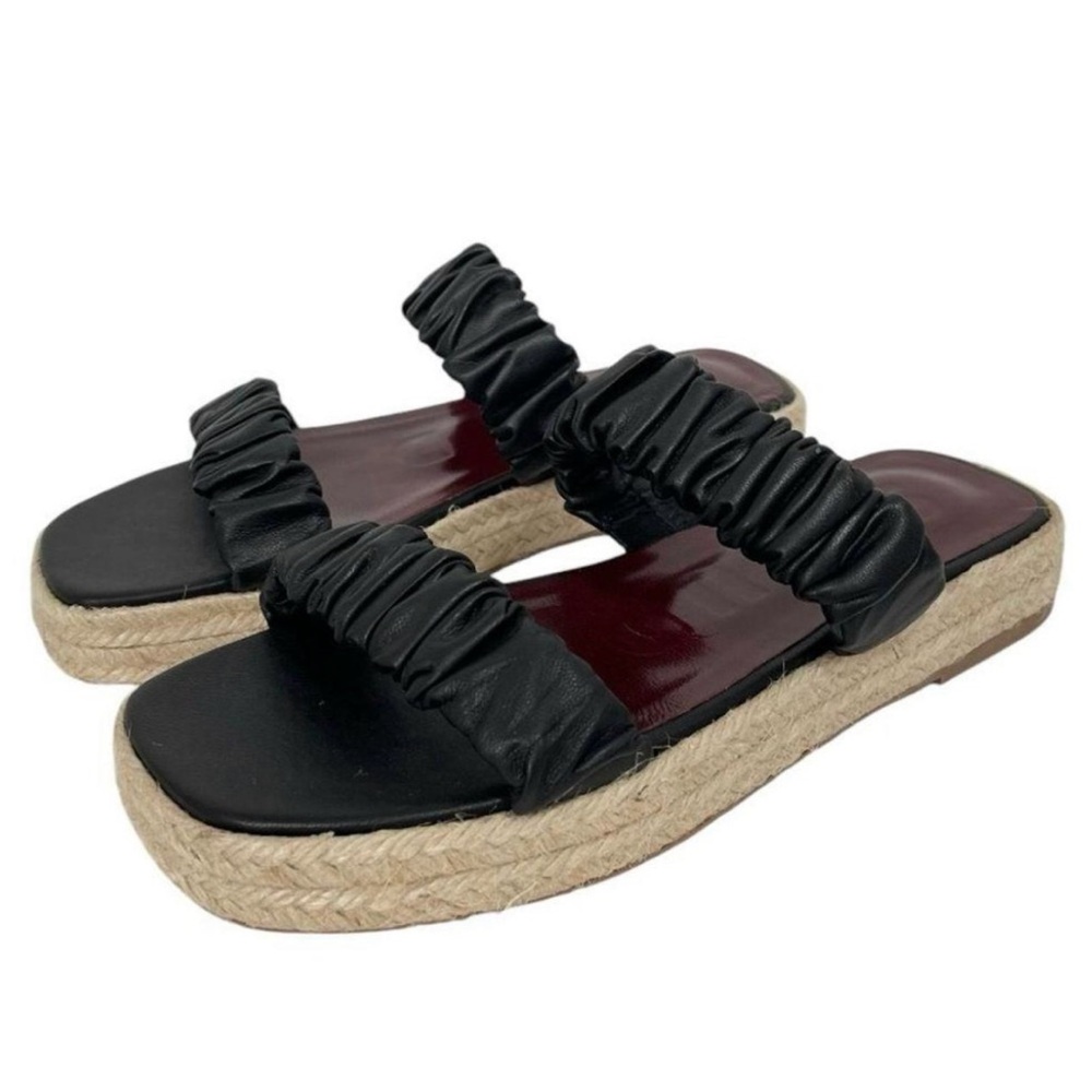 Staud Black Strap Sandals with Espadrille Sole